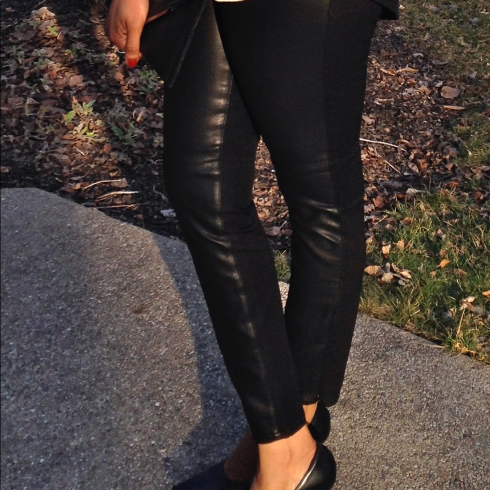 Faux Leather & Denim Pants